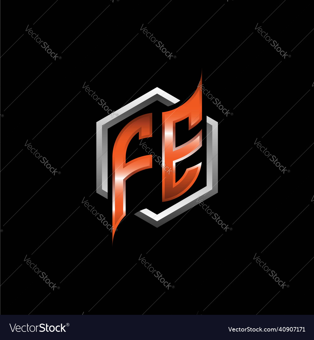 Fe monogram geometric orange with hexagonal