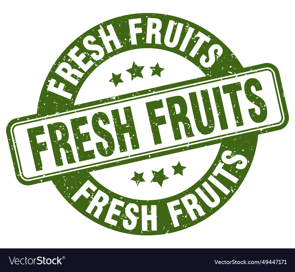 Fresh fruits stamp fresh fruits label round Vector Image