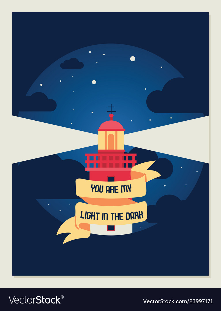 Lighthouse beacon lighter beaming path vector image Lighthouse beacon lighter beaming path