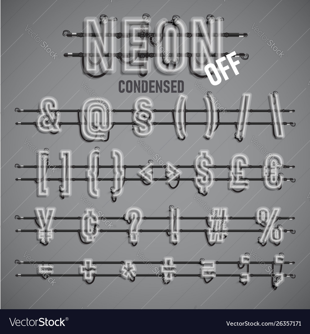 Realistic neon font with wires and console