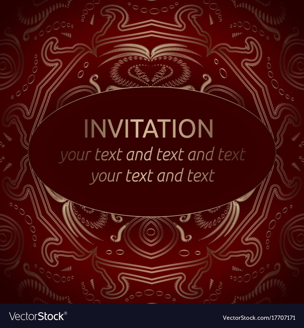 Red Invitation Template With Gold Ornament