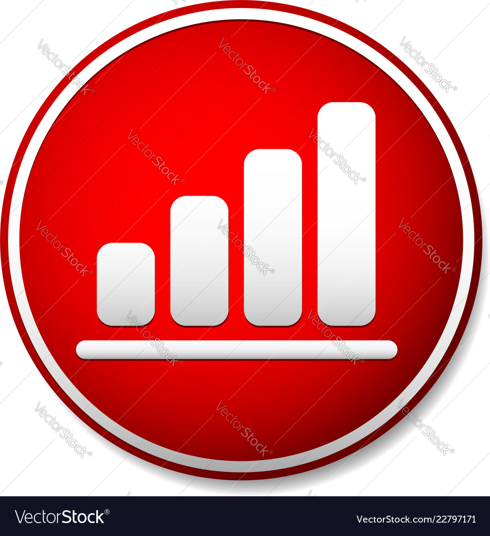 Simple bar chart graph icon in red vector image Simple bar chart graph icon in red