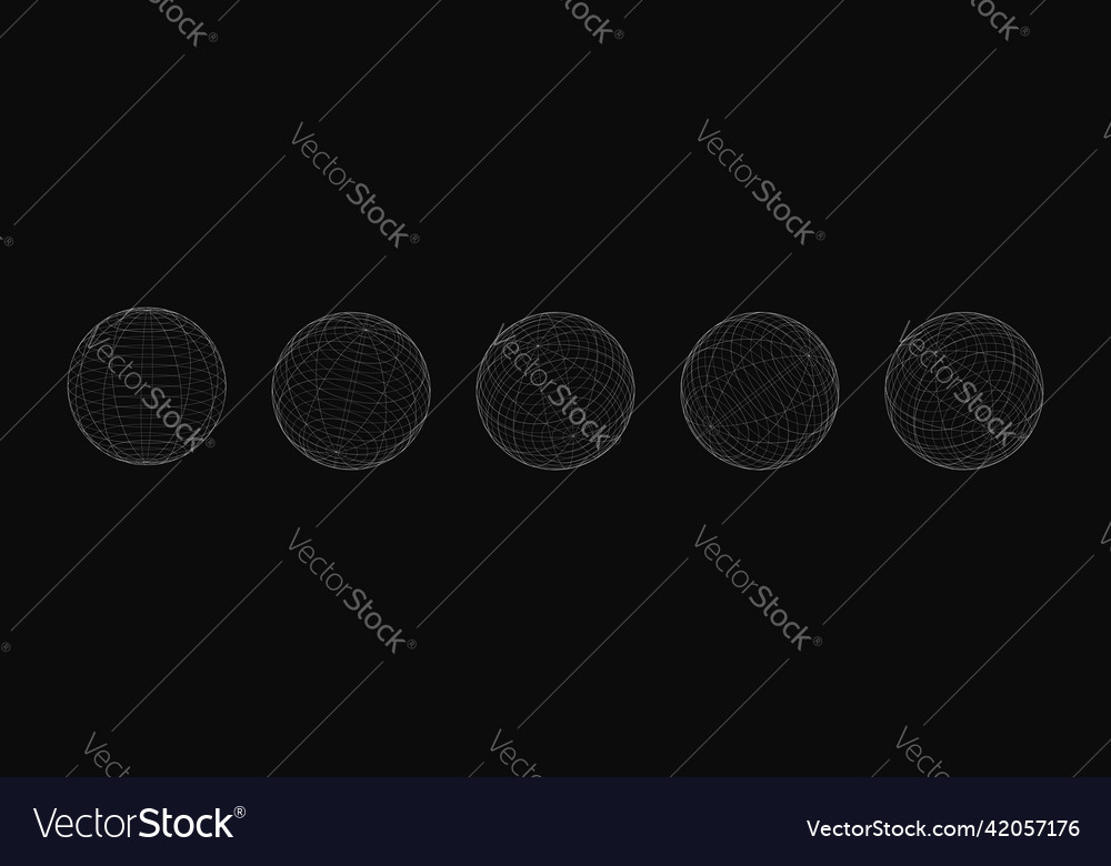Abstract retro wireframe shapes set of 3d vector image Abstract retro wireframe shapes set of 3d