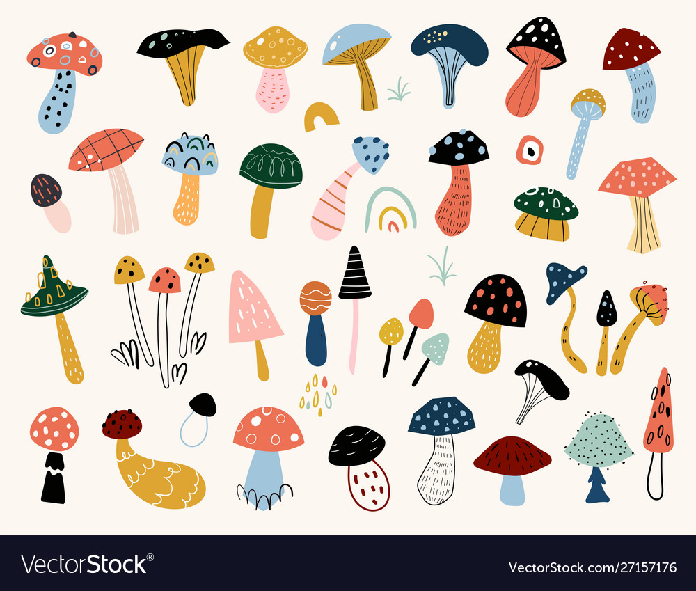 Autumn mood hand drawn big set various vector image Autumn mood hand drawn big set various