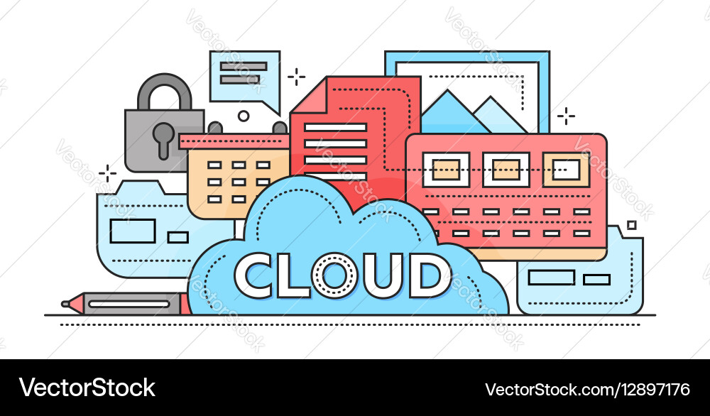 Cloud storage technology - flat line design Vector Image