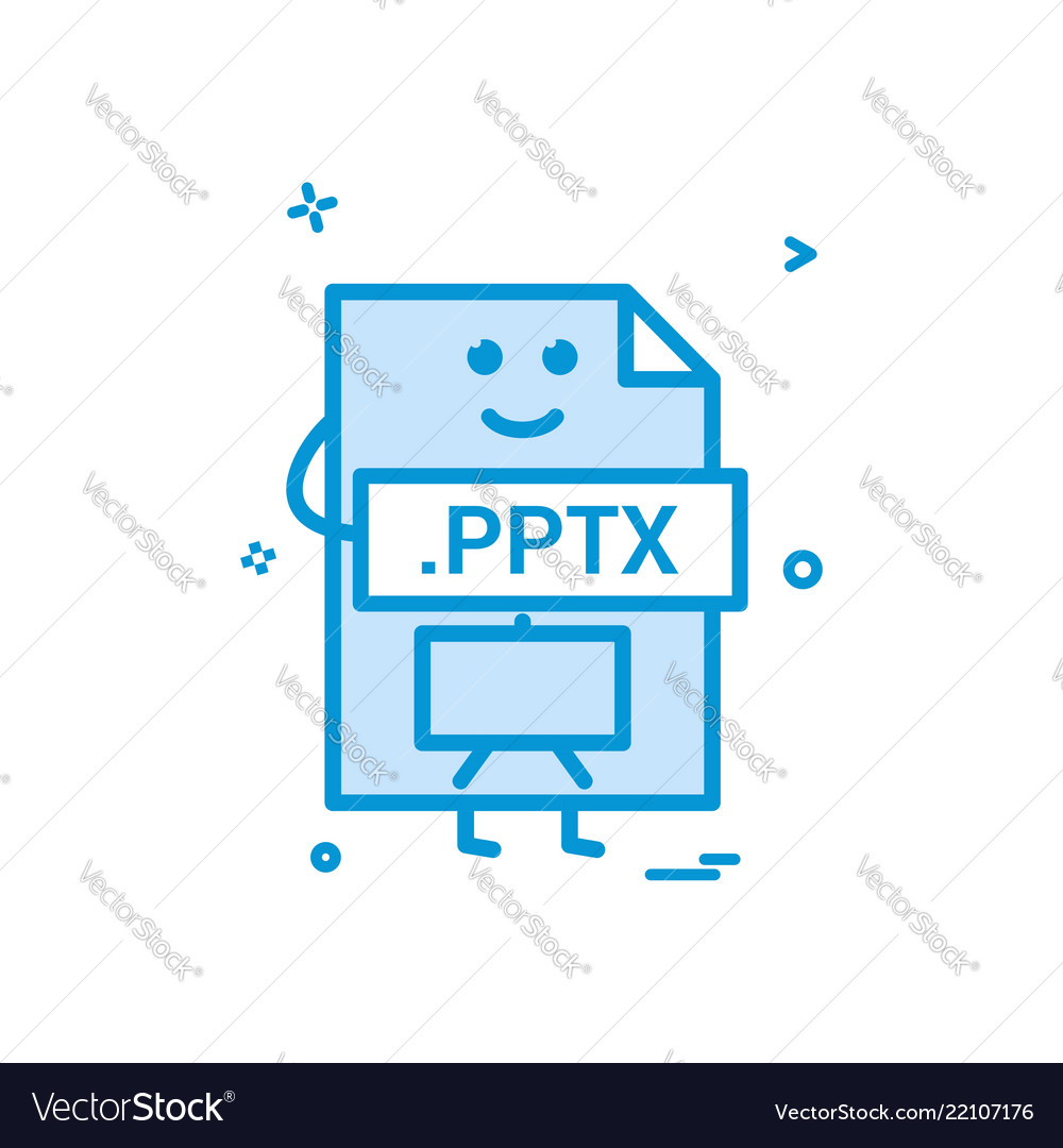 Computer pptx file format type icon design vector image Computer pptx file format type icon design