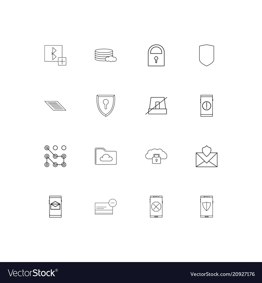 Cyber security linear thin icons set outlined