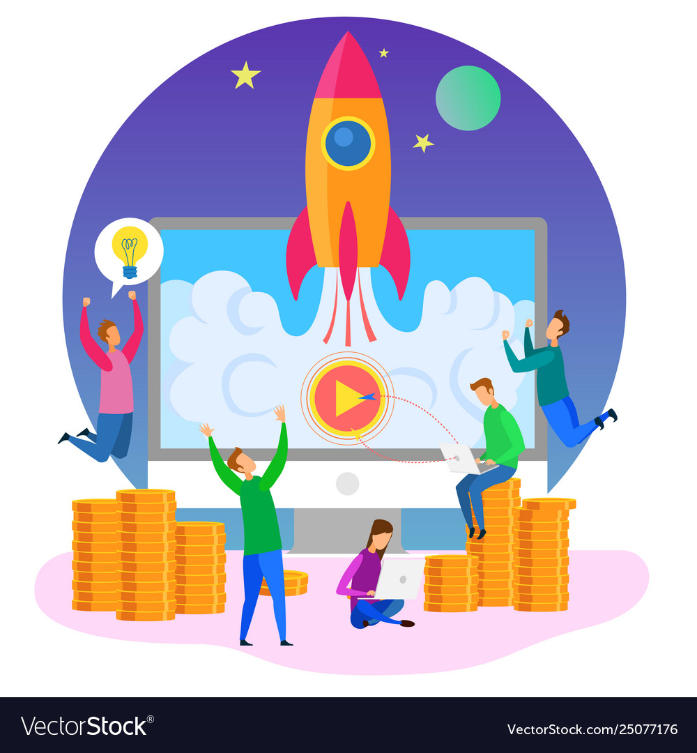 Development team startup launch rocket symbol vector image Development team startup launch rocket symbol