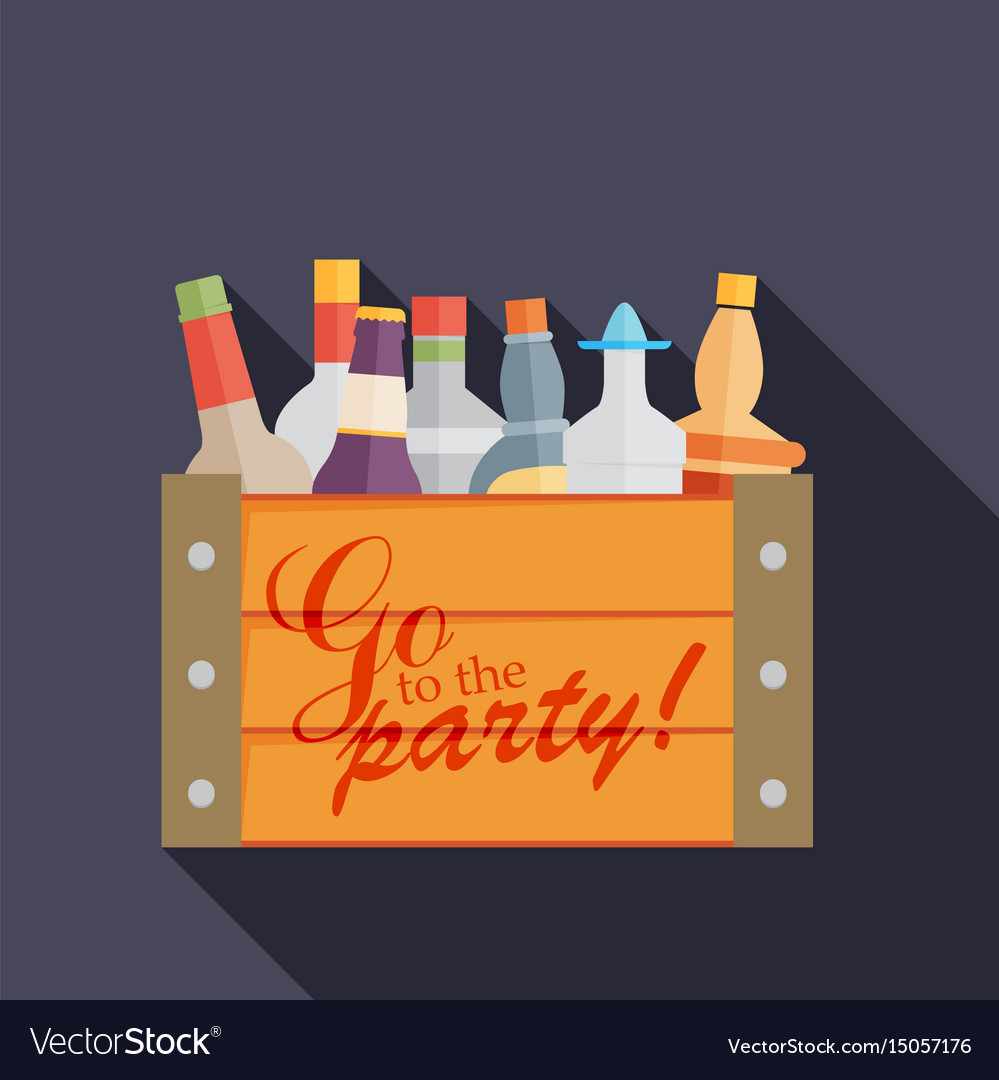 Flat bottles in a box with long shadow