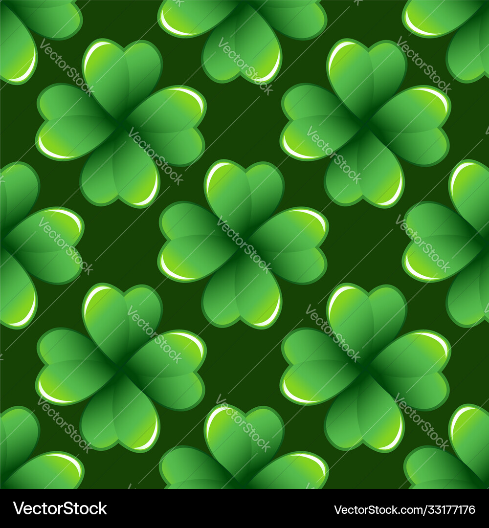Green clover leaves seamless pattern Royalty Free Vector