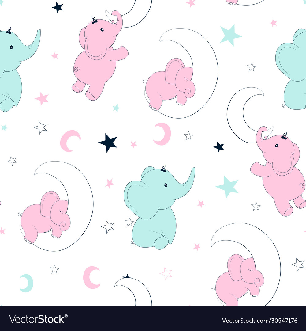 Hand drawing sweet elephant pattern