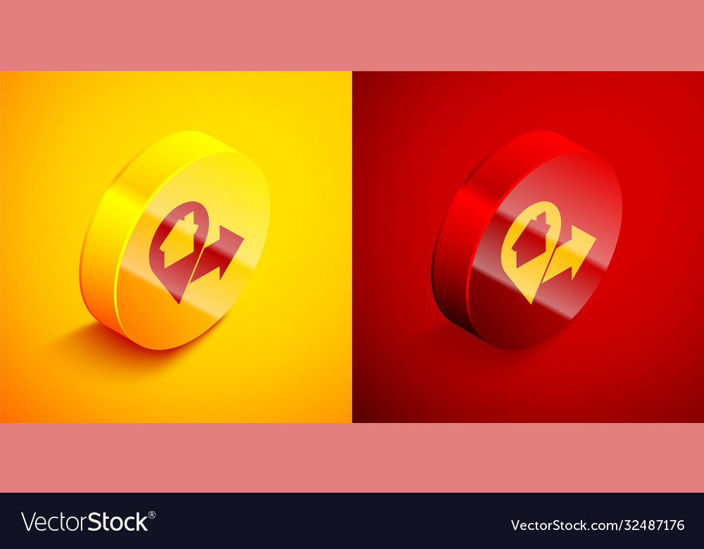 Isometric map pointer with house icon isolated vector image Isometric map pointer with house icon isolated