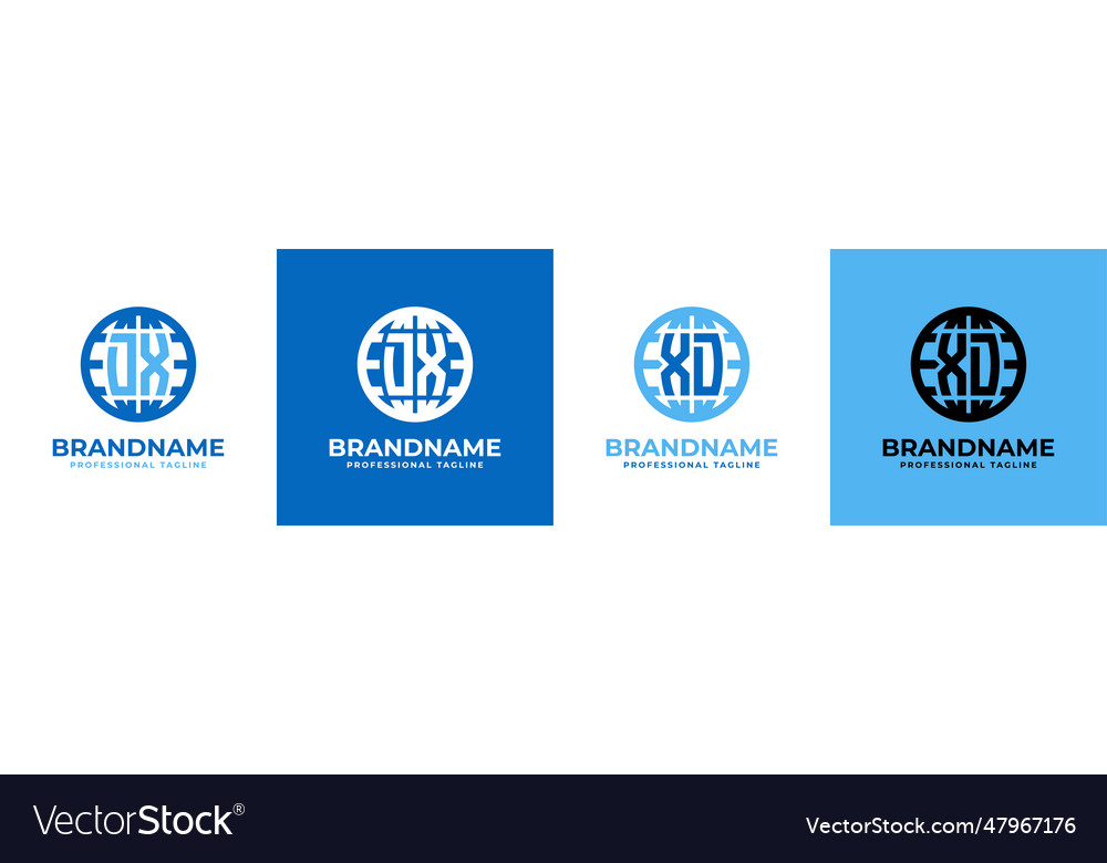 Buchstaben dx und xd Globus Logo-Set passend für jede