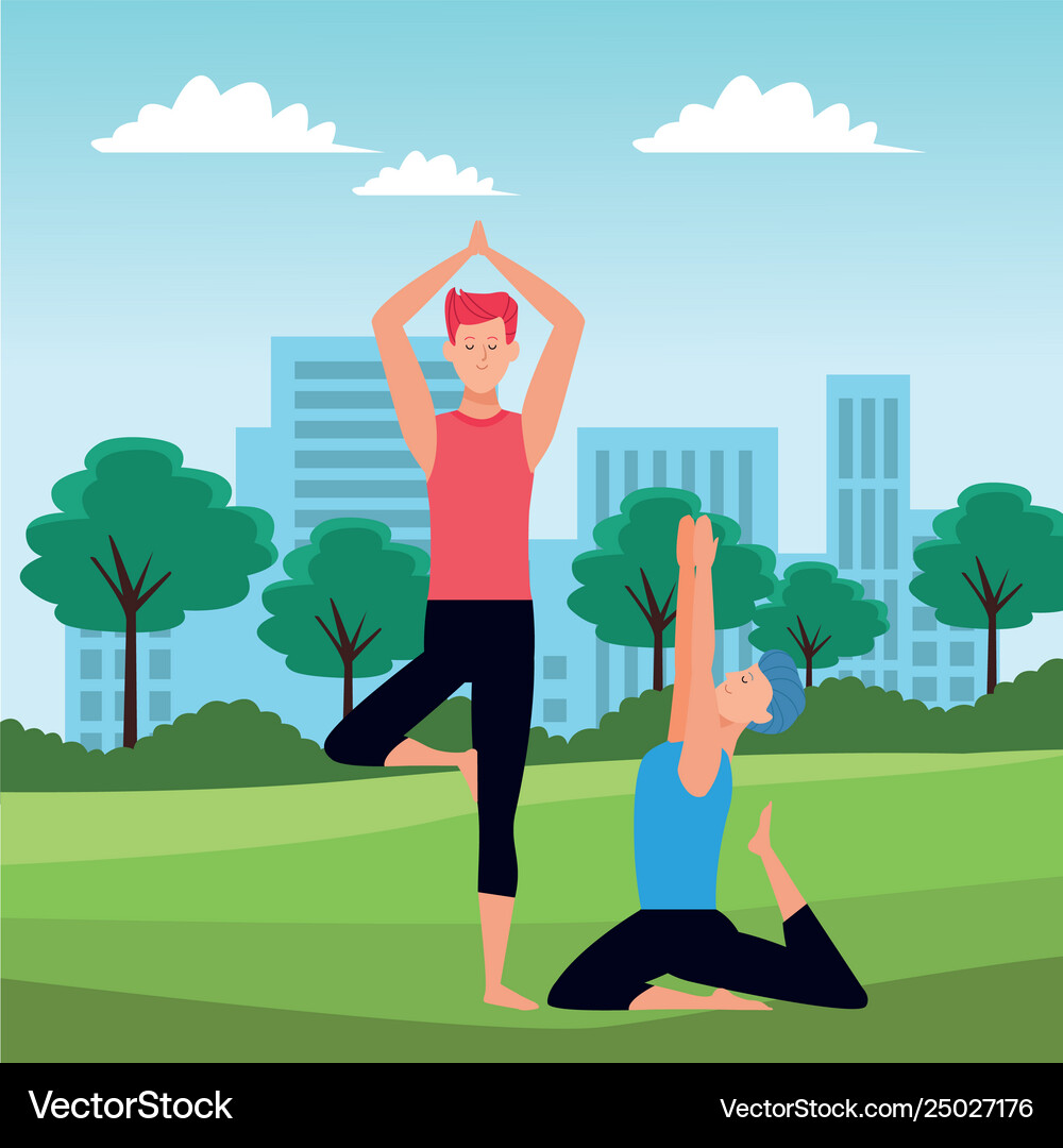 Men yoga poses Royalty Free Vector Image - VectorStock