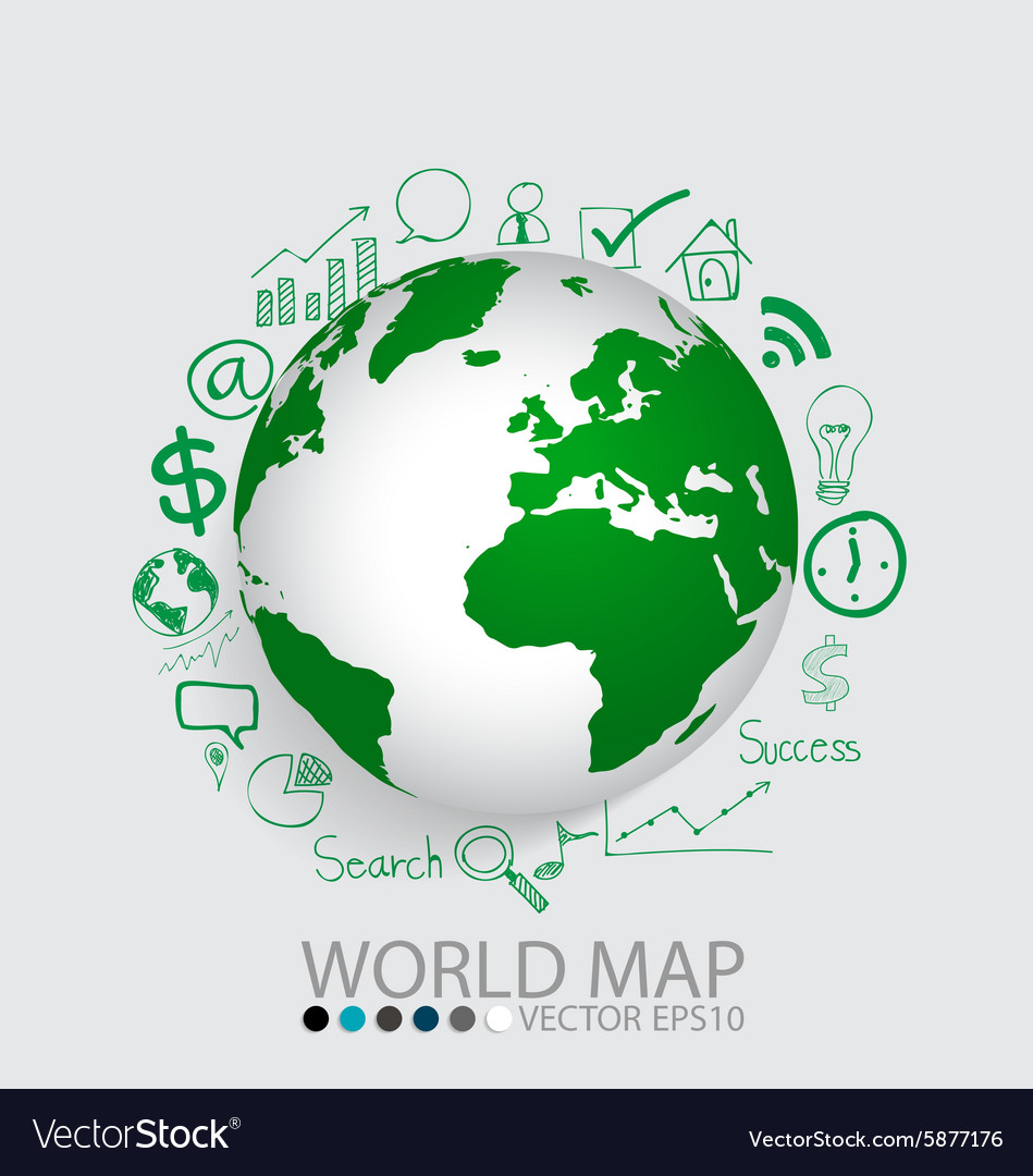 Modern globe with application icon template