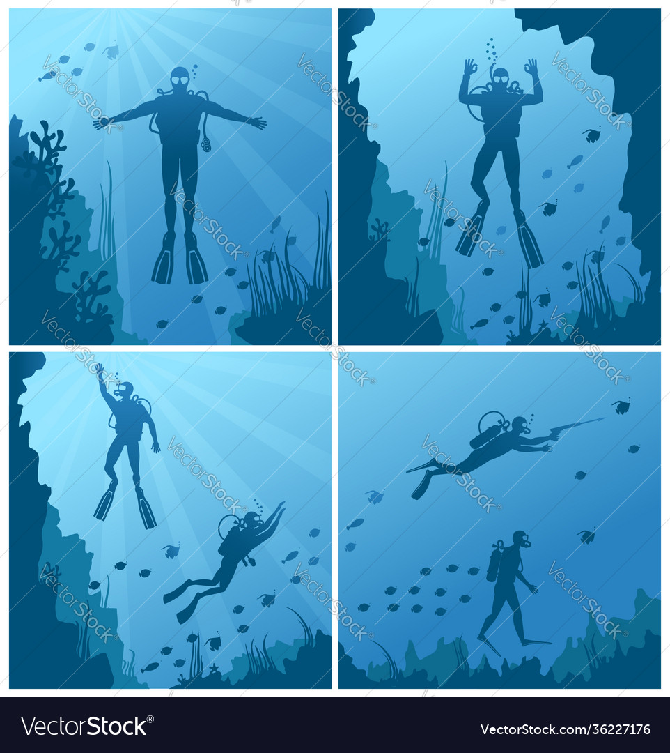 Scuba divers under water