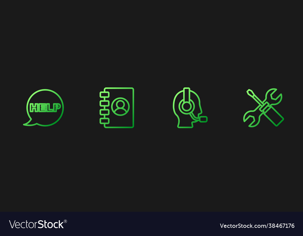 Set line man with a headset speech bubble text vector image Set line man with a headset speech bubble text