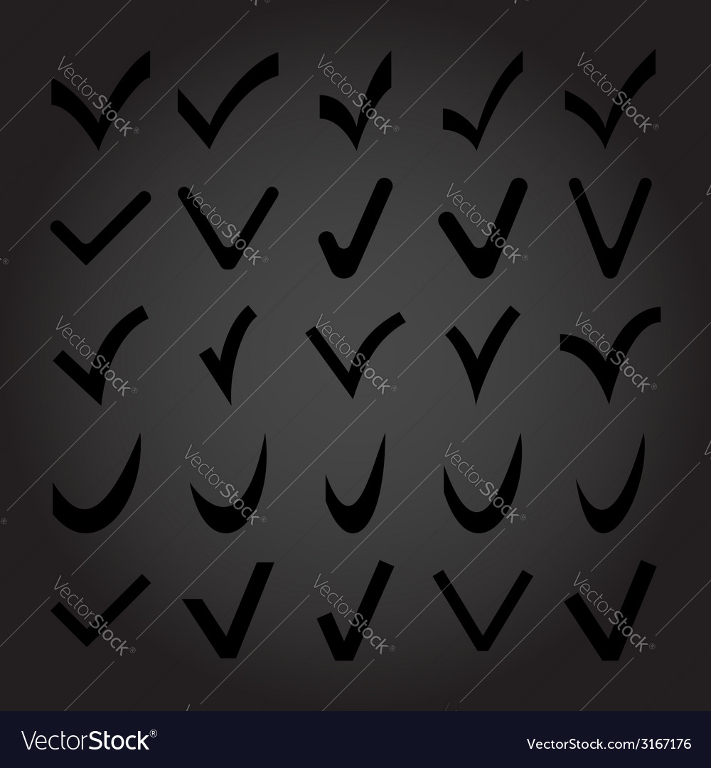 Set of 25 different check marks
