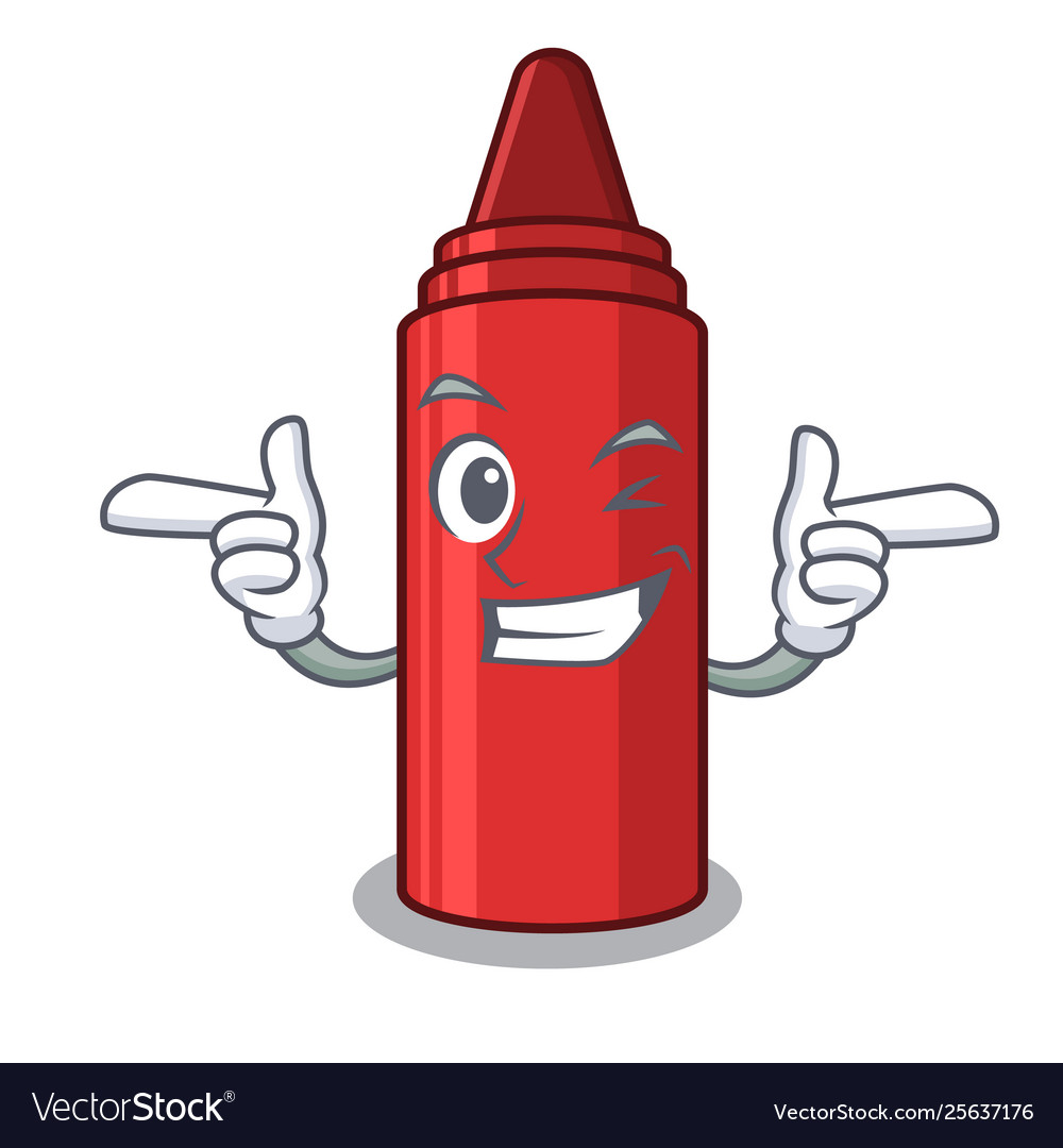 Wink red crayon in character shape