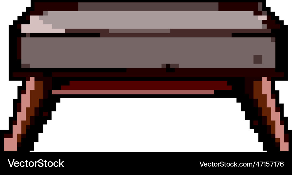Wooden bench bedroom game pixel art Royalty Free Vector
