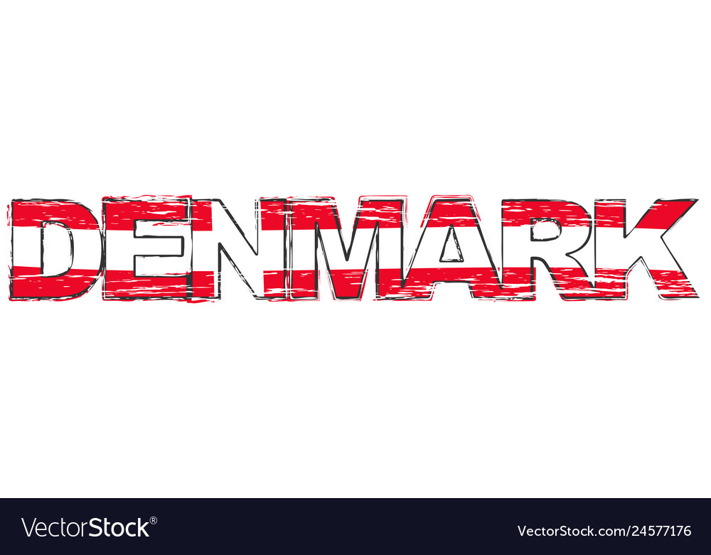 Word denmark with danish national flag under