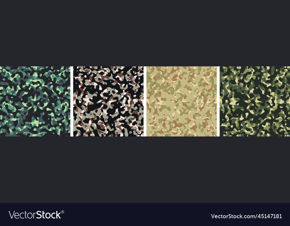 4 camouflage background set pattern design Vector Image 4 camouflage background set pattern design