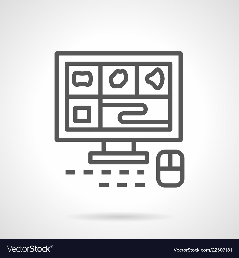 A computer tomography monitor line icon
