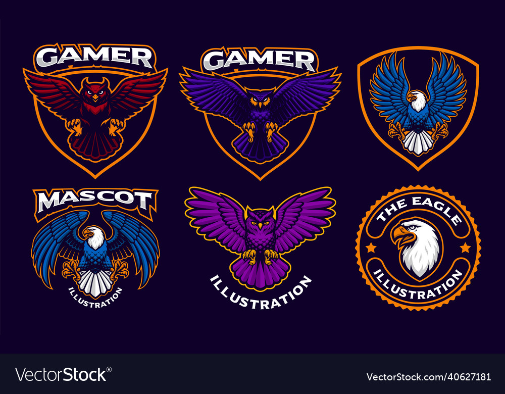 A set of birds mascots Royalty Free Vector Image