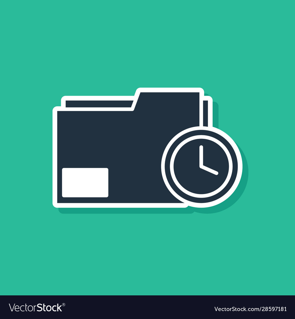 Blue document folder with clock icon isolated vector image Blue document folder with clock icon isolated