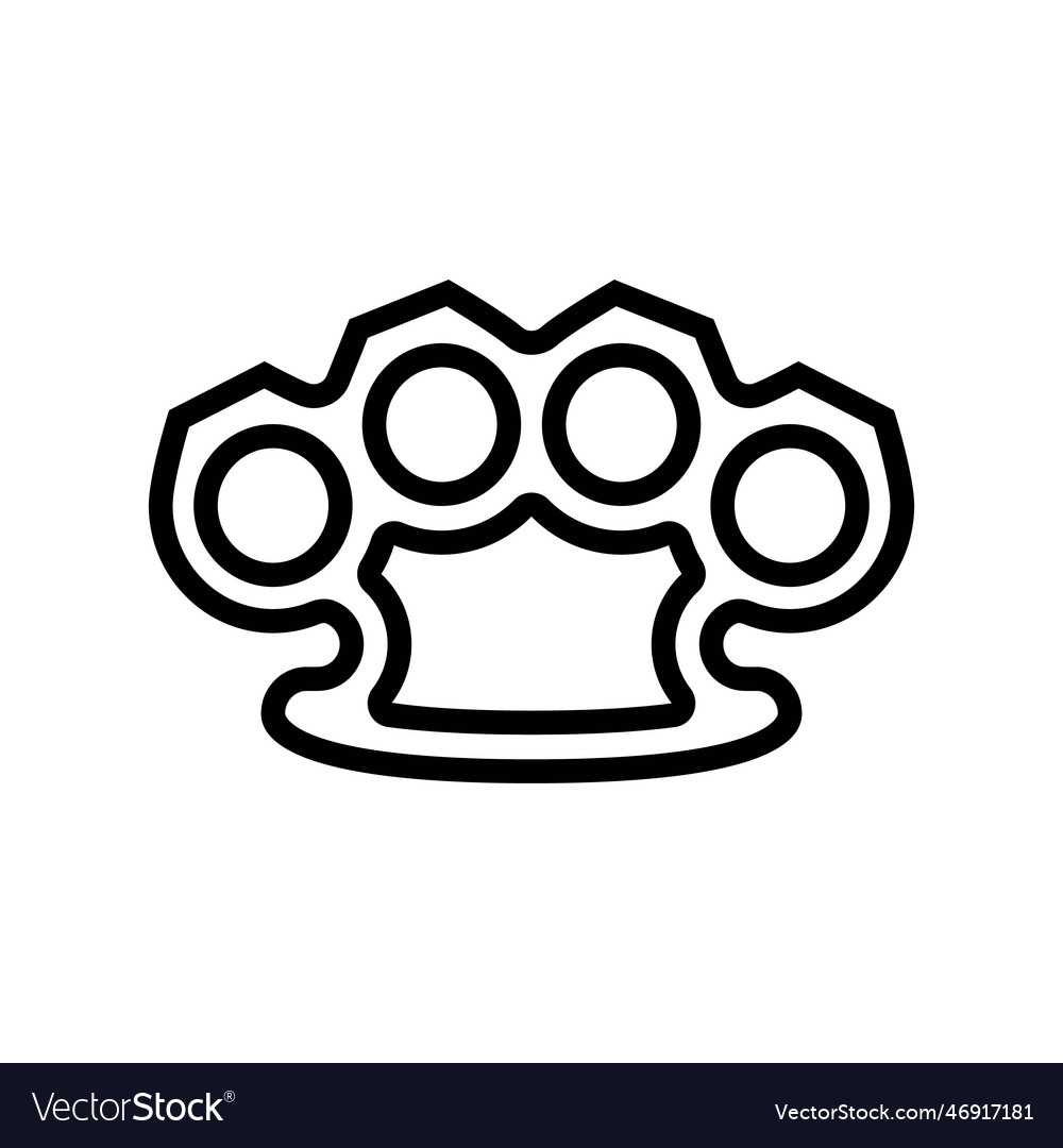 Brass Knuckles Weapon Military Line Icon Vector Image