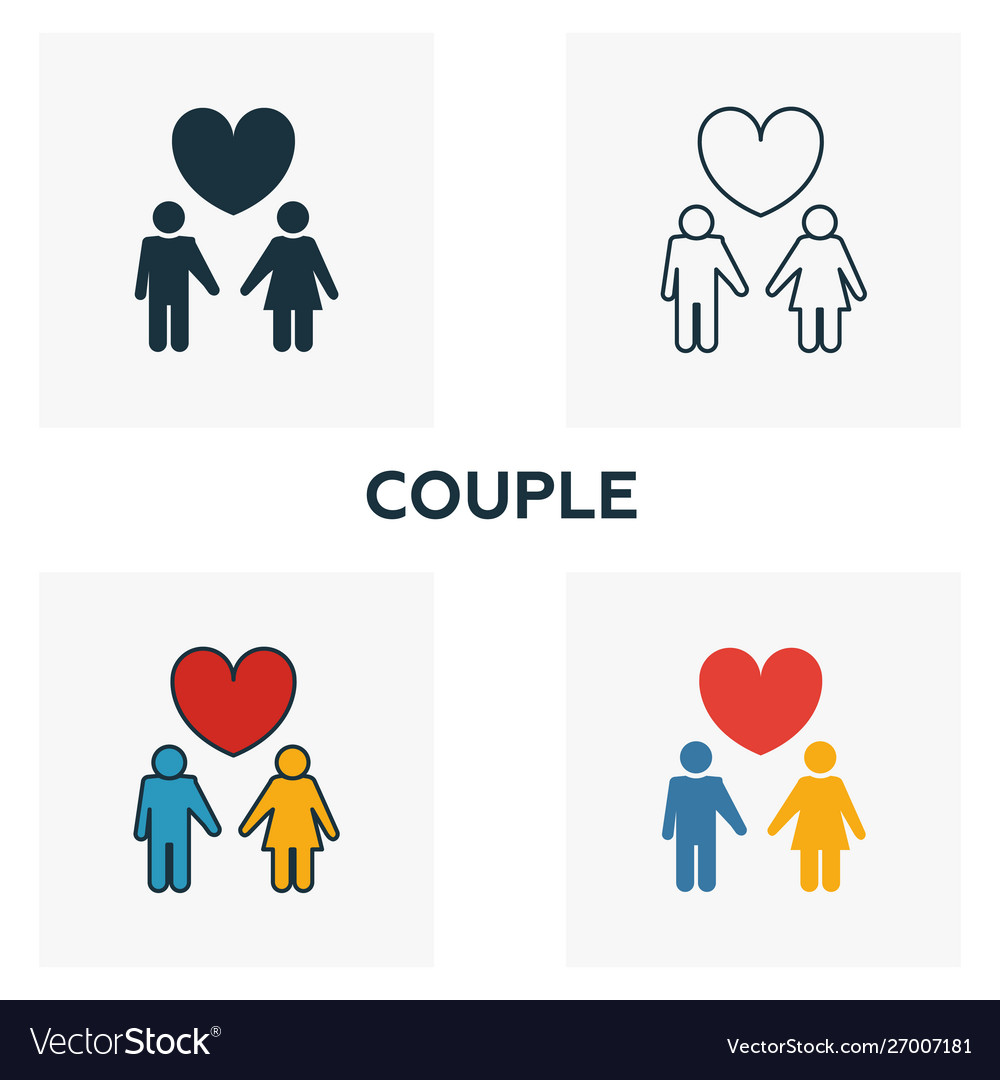 Couple icon set four elements in different styles vector image Couple icon set four elements in different styles