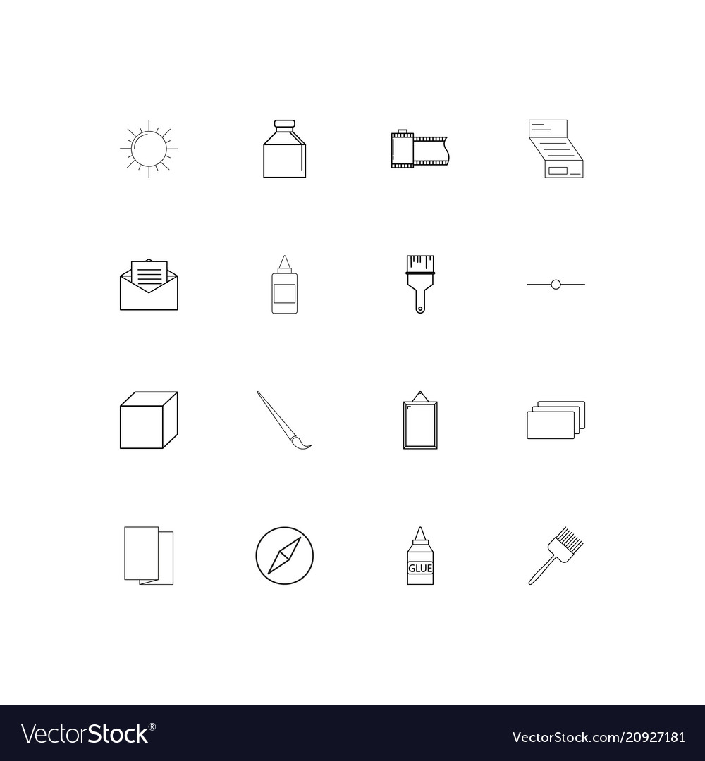 Creative process and design linear thin icons set