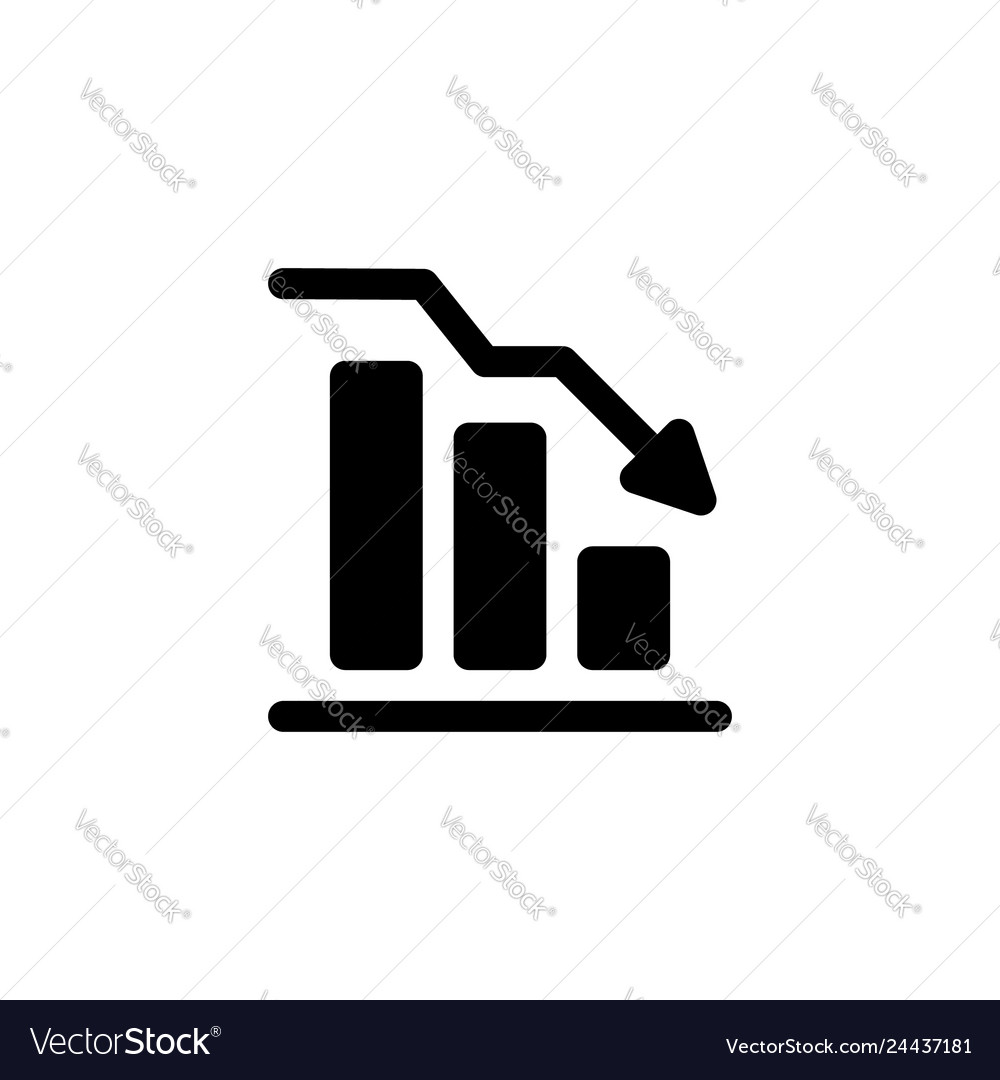 Decline graph chart icon with glyph style set