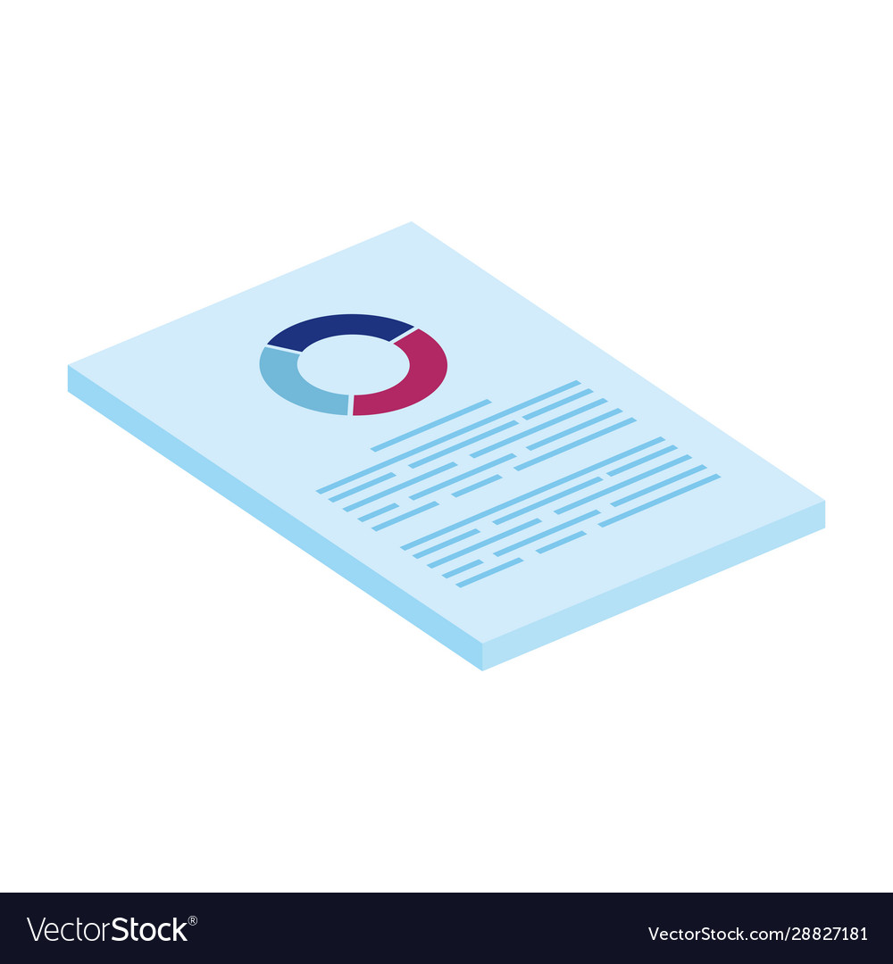 Document with circular statistical graph isolated