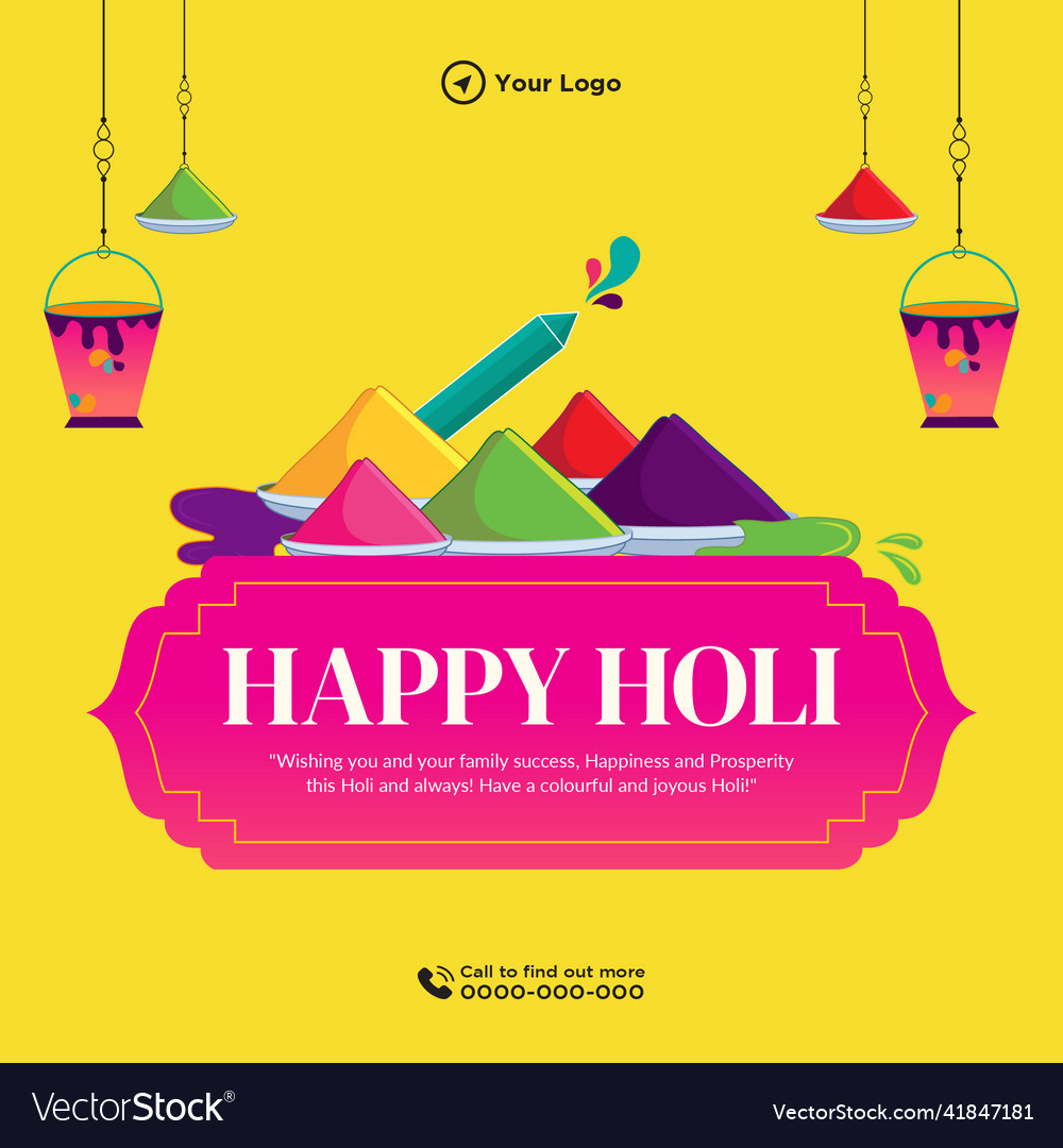 Happy holi banner design Royalty Free Vector Image