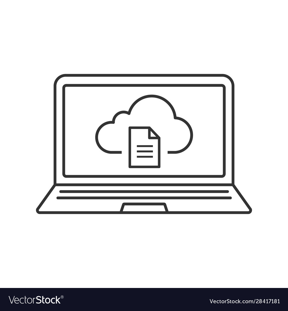 Laptop cloud computing linear icon vector image Laptop cloud computing linear icon