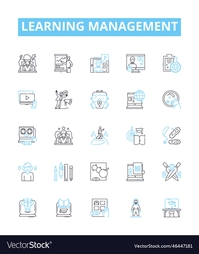 Learning management line icons set Vector Image Learning management line icons set
