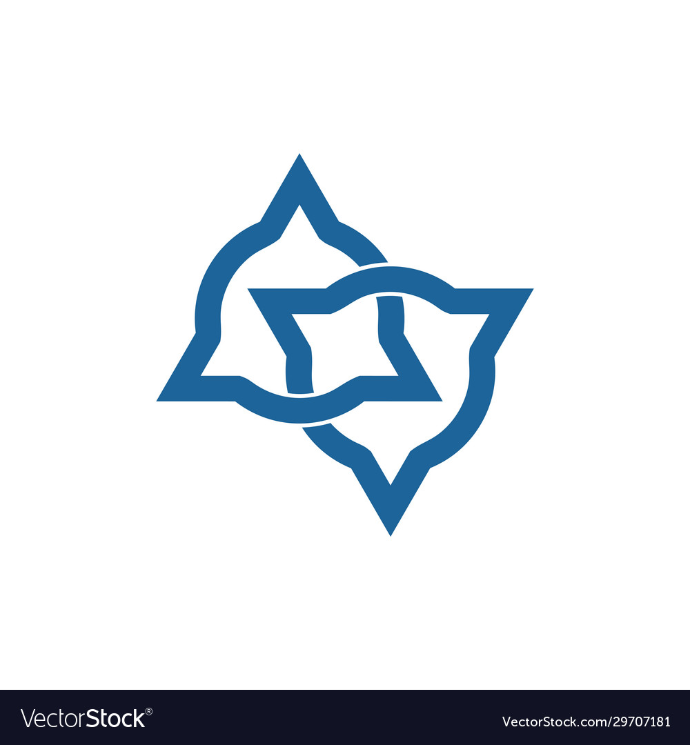Linked circle triangle object flat logo Vector Image Linked circle triangle object flat logo