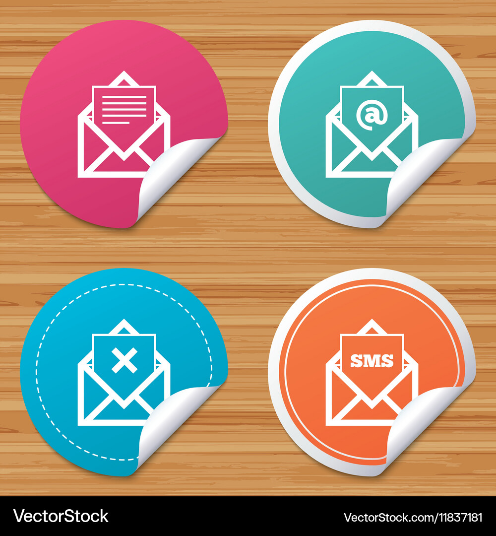 Mail envelope icons message document symbols Vector Image