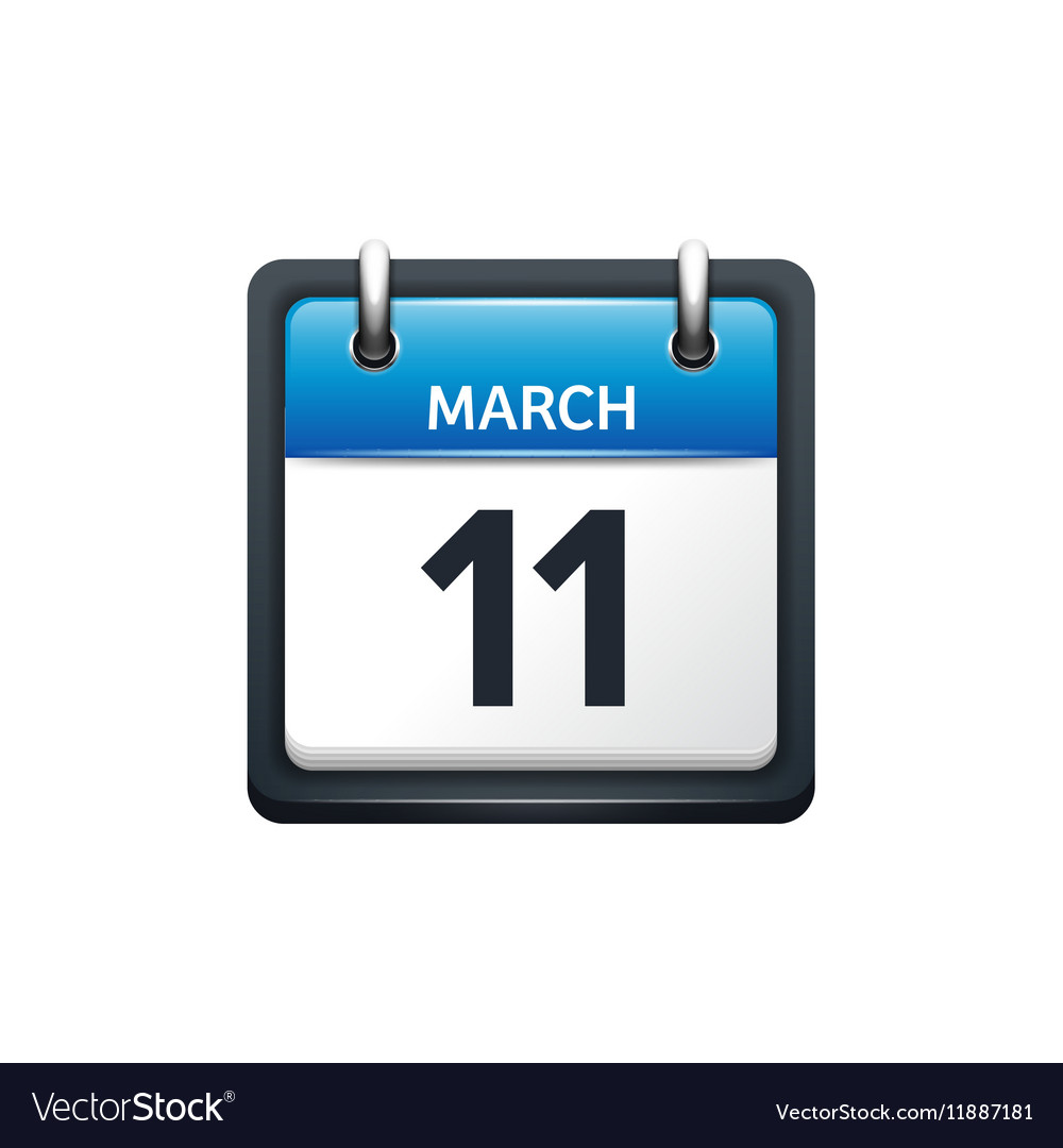 March 11 calendar icon flat Royalty Free Vector Image