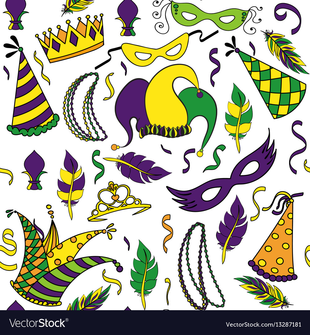 Mardi gras seamless pattern Royalty Free Vector Image