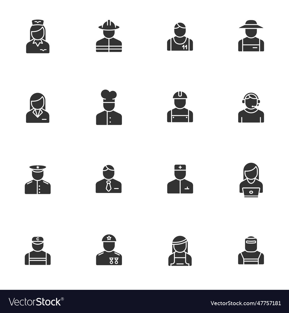 Occupation silhouette icons isolated