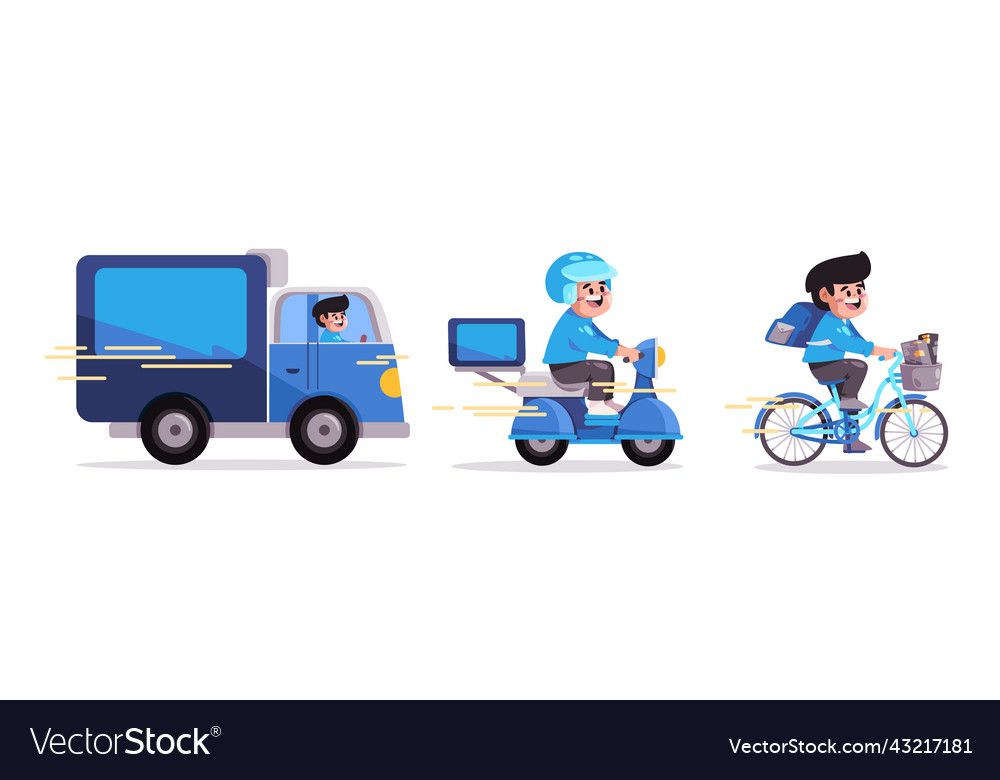 Online delivery service truck motorcycle