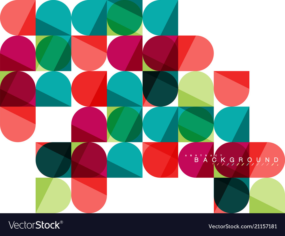 Round square geometric shapes on white tile Vector Image