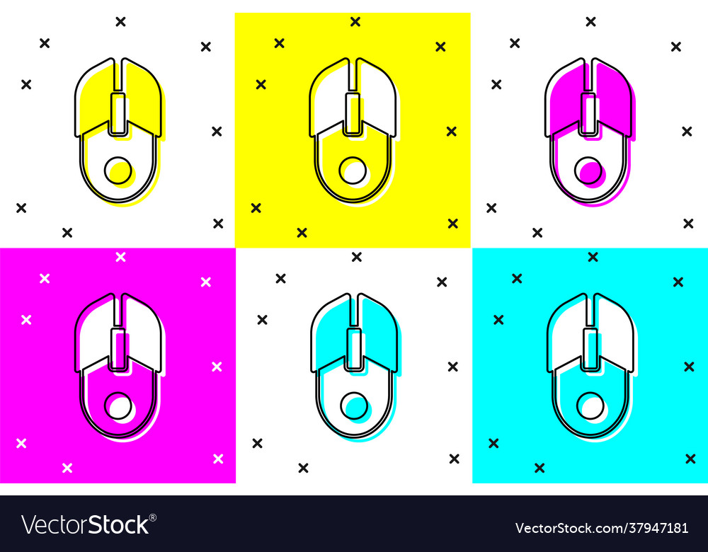 Set computer mouse icon isolated on color