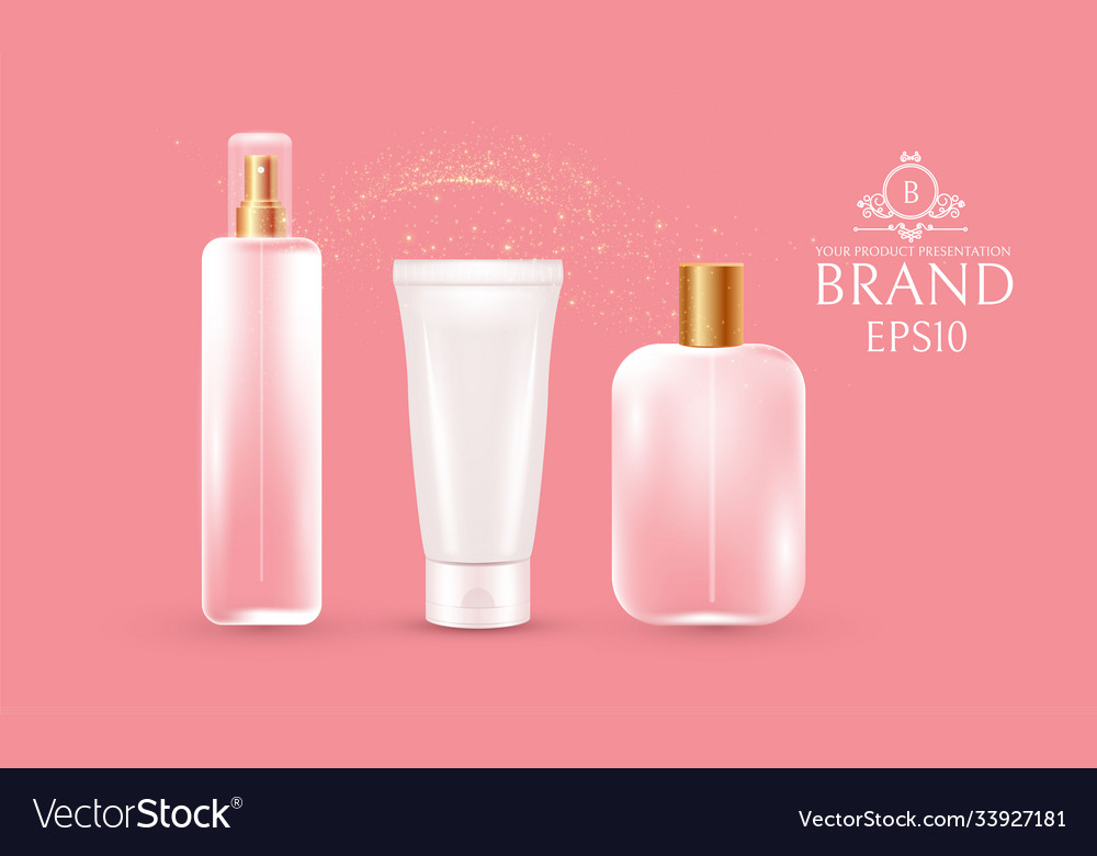 Set fo transparent cosmetic and cream bottles Vector Image