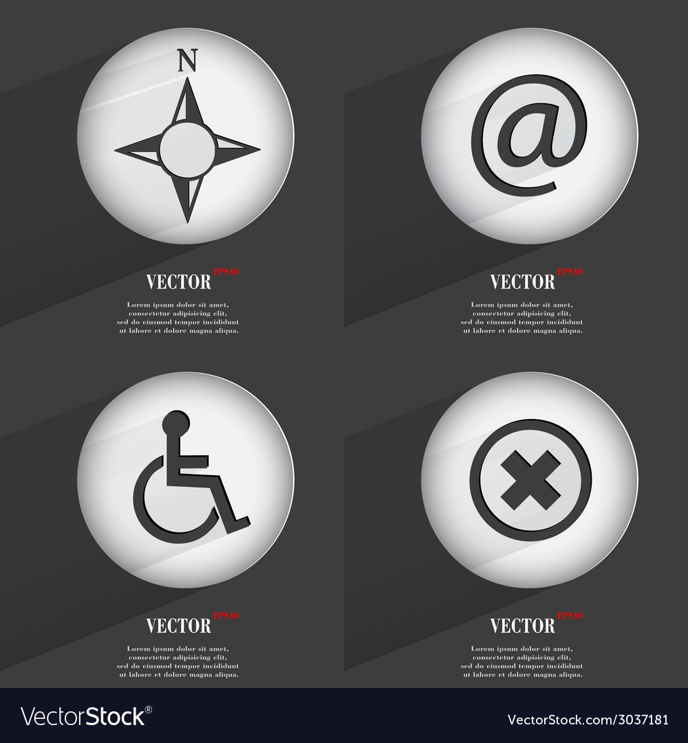 Set of 4 flat buttons icons with shadows