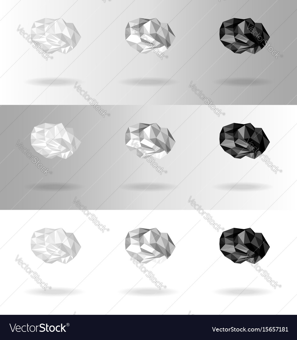 Set of low poly clouds different intensity