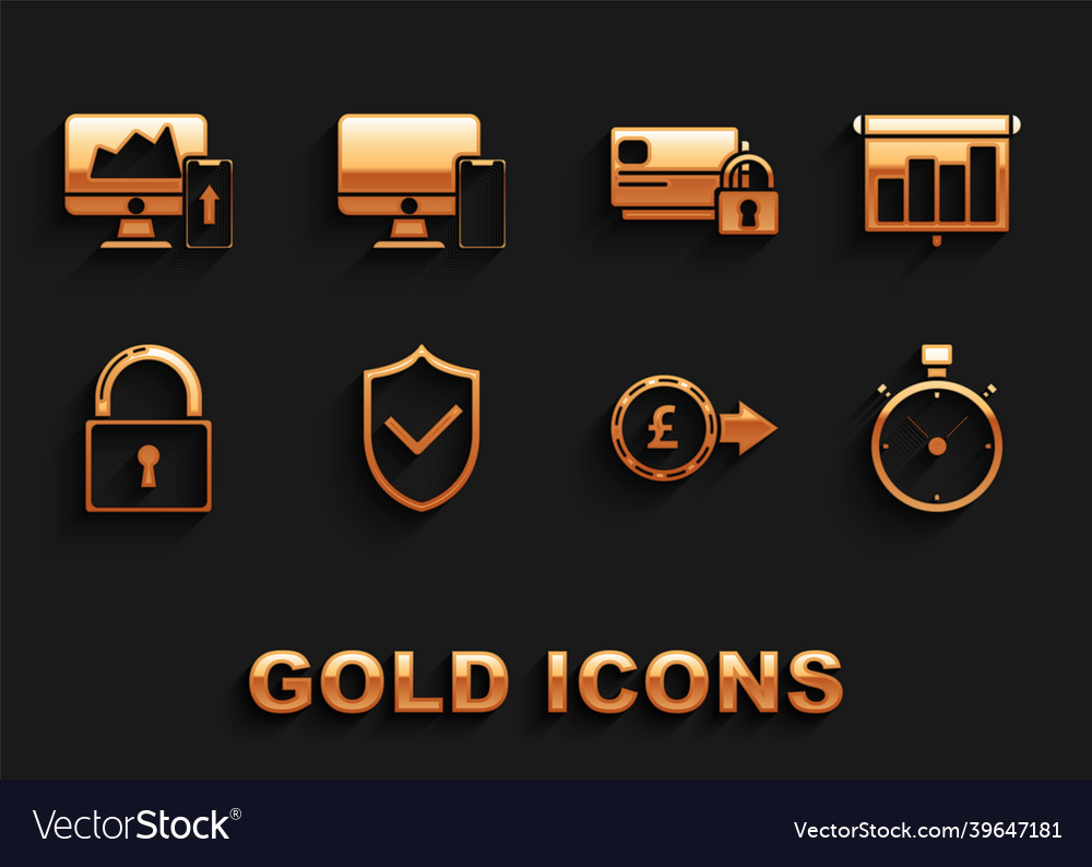 Set shield with check mark infographic pie graph vector image Set shield with check mark infographic pie graph