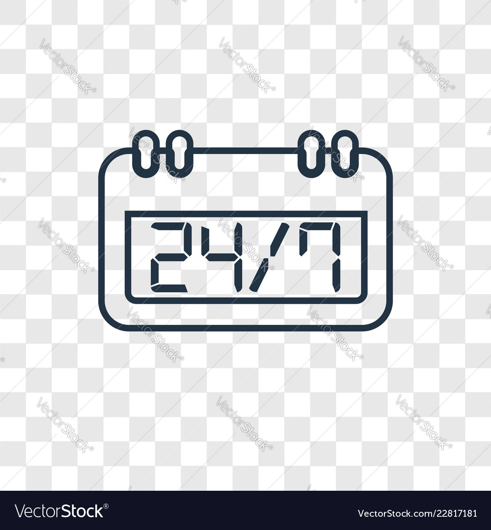 Time concept linear icon isolated on transparent vector image Time concept linear icon isolated on transparent